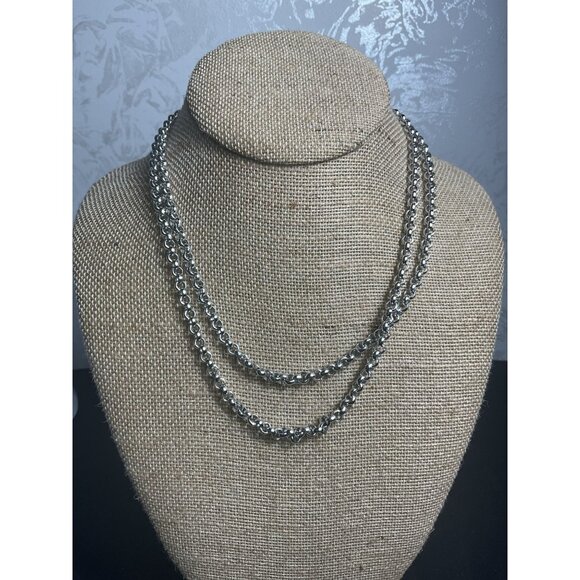 Long or Double Strand Silver-Tone Necklace - Picture 1 of 4